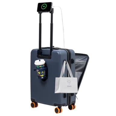 HUIDA TECH Valise de cabine légère avec compartiment pour ordinateur portable, serrure TSA, chargement USB et porte-gobelet 50,8 cm, bleu, 20Inch, Classique