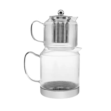 Karaca Kelly - Théière turque en verre borosilicate - Avec infuseur en acier inoxydable - Bouilloire de 1,5 l et théière en verre de 0,6 l - Avec infuseur turc - Pour tisanes, thé en vrac