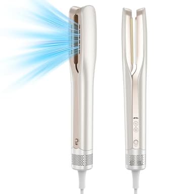 HOMEASY Lisseur Cheveux 2-en-1 : Séchage + Lissage Instantané - Fer à Lisser Professionnel, Technologie Lonique & Nanofibre, 3 Températures + 2 Vitesses, Écran LCD - Lisseur Boucleur Pour Tous Cheveux