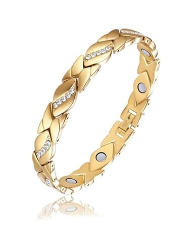 FUGLUS 1PCS bracelet magnétique,bracelet magnetique femme,Bracelet Magnétique en Cuivre avec Aimants de Bracelet Aimanté en Cuivre Massif Bague en Cuivre Anneau en Cuivre pour Femme Bracelet (or)