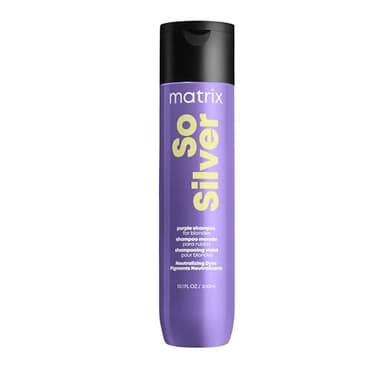 Matrix, Shampoing Neutralisant pour Cheveux Gris, Blancs & Blonds, Colorés ou Naturels, Anti-Reflets Jaunes, So Silver, 300ml