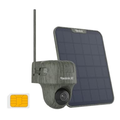 Reolink 4K Caméra Surveillance 4G LTE Extérieure sans Fil, Go Ranger PT + Panneau Solaire + Carte SD 32 Go, 360° PTZ, Audio Bidirectionnel, Détection de l'animal, Accès à Distance, Vision Nocturne IR