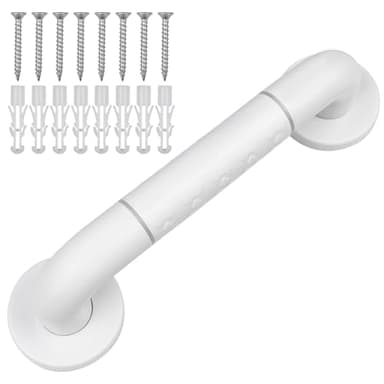 Baxcdyswe Barre D'Appui WC, 30 cm Barre de Maintien Douche, Poignée Douche Antidérapante, Salle de Bain Poignée Sécurité Blanche, Poignée de Toilette, Poignée de Salle Bain, Poignée Baignoire