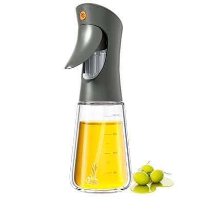 Ibergrif Vaporisateur d'Huile 180ml – Bouteille Spray en Verre au Borosilicate pour Airfryer & Cuisine, Dosage Précis 1g, Sans BPA, Anti-Goutte, Beige-Blanc, M528W