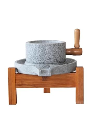 Moulin à Pierres de Granit Naturel/Moulin à céréales(Taille moyenne)-moulin à main domestique fait à la main pour le grain, le haricot et l'orge (Size : 7,87 pouces x 11,8 pouces) 001
