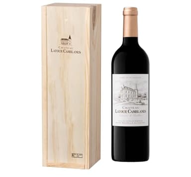Coffret Cadeau Caisse Bois - Château Latour Camblanes Seigneurie de Camblanes - AOP Cadillac Côtes de Bordeaux - Vin Rouge – 75cl