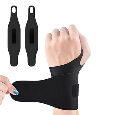 Nokwocy Lot de 2 bandages de poignet, adaptés pour les douleurs au poignet dues à de longues heures de travail, soutien de la nuit, faciles à porter, ajustés (Noir)