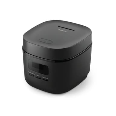 Philips Mini-cuiseur à riz série 3000-0,54 l, revêtement Bakuhanseki 5 couches, mode de cuisson rapide 30 min, 5 menus automatiques, noir (HD3080/80)