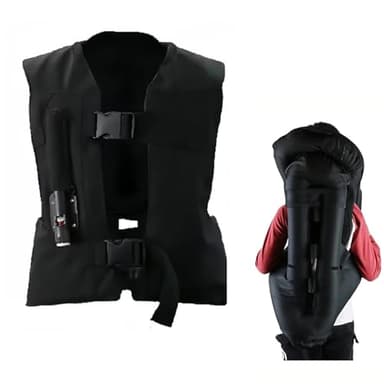Heerben Gilet Airbag D'Équitation pour Adultes, Équitation Équestre Réglable, Moto Équitation, Équipement D'Entraînement, Bouteille De Compression Non Incluse,Noir,L