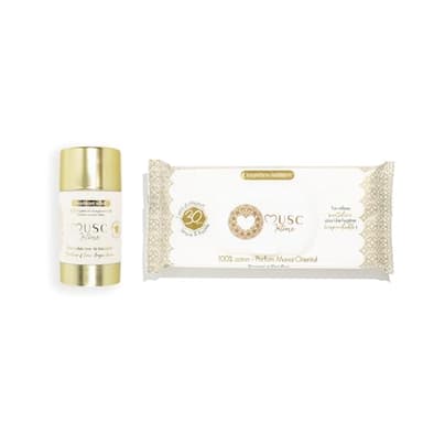 MUSC INTIME La Marque Officielle - Tes Essentiels Musqués - Déodorant & Lingettes - Monoï Oriental - La Rayonnante - Anti Mauvaises Odeurs & Nettoie En Douceur - Anti Transpirant - 50g & 30 unités