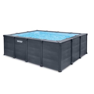 Intex - 26396GN - Kit Piscine Tubulaire rectangulaire Graphite (L) 4,00 x (l) 3,00 x (h) 1,24m