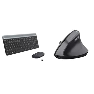 Logitech MK470 Combo Clavier & Trust Yuno Souris Ergonomique sans Fil,