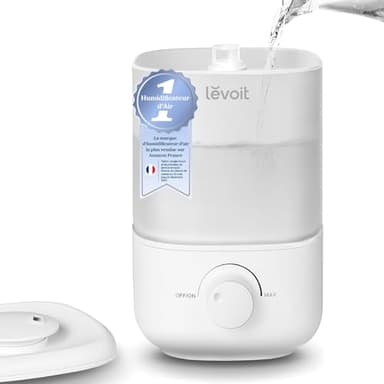 LEVOIT Humidificateur d'air bébé Top-Fill, 2.5 L Jusqu'à 25H, 23 dB Silencieux, Arrêt Auto, Buse à 360°, Mini Conception avec Bouton facile à utiliser sans BPA pour Chambre, Blanc