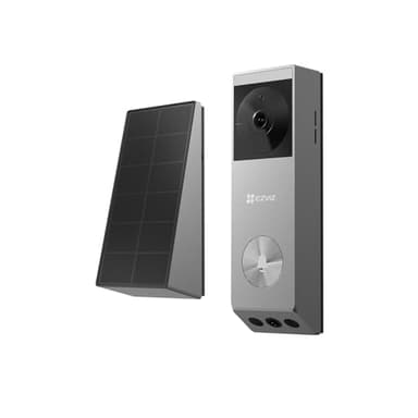 EZVIZ EP3x Pro Sonnette sans fil avec caméra de panneau solaire, 2K vidéo Doorbell avec double objectif, détection de personnes/paquet, vision nocturne en couleur, changeur de voix, 32 Go eMMC intégré