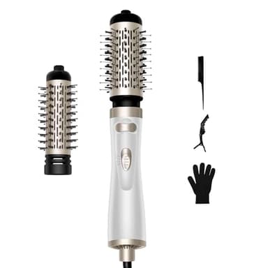 OKWRAP Seche Cheveux Brosse Rotative Brosse Soufflante Rotative 3 en 1 Brosse Rotative 3 Températures, Brosse Chauffante Rotative de 1000 Watts et 2 Embouts Pour Sécher, Lisser, Modeler du Volume