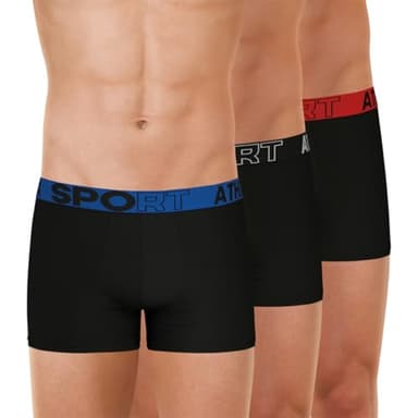 Athena Homme Sport Lh31 Boxer, Noir C. Bleue/Noir C. Grise/Noir C. Rouge, 3XL EU