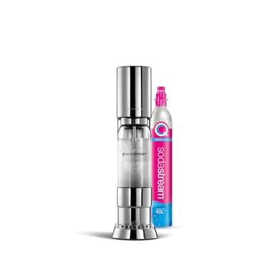 sodastream Ensō – Machine à eau pétillante avec système CO₂ Quick Connect, cylindre de gaz 60L, 1 bouteille 1L sans BPA et chiffon de nettoyage inclus, finition acier inoxydable