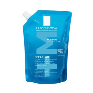 La Roche-Posay, Effaclar, Gel Moussant Purifiant Éco-Recharge, Nettoie en Douceur & Matifie, Formule Sans Savon, pH Physiologique, Pour Peaux Grasses à Tendance Acnéique, 400 ml