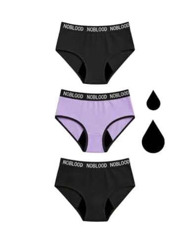 NoBlood Lot de 3 - Culotte Menstruelle Ado Flux Abondant (Lot-Ado, Noir, S)