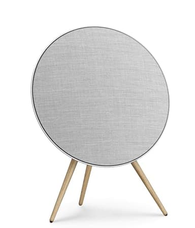 Bang & Olufsen Beosound A9 (5e génération) – Enceinte wifi et bluetooth pour la maison, enceinte sur pied puissante au son immersif, design iconique avec pieds en chêne pour le salon-Natural Aluminium