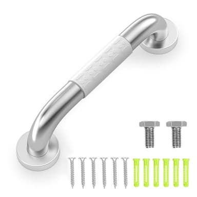 Oderra Barre D'appui, 30cm Barre D'appui WC, Barre De Maintien Douche, Poignée Antidérapante Sûre Et Stable Avec Anneau Fluorescent Pour La Vision Nocturne