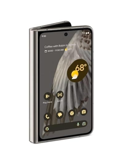 Google Pixel Fold 5G 256 Go + 12 Go de RAM débloqué en usine – Double SIM (Nano-SIM + eSIM) – Écran pliable Smartphone Android (porcelaine) (renouvelé)