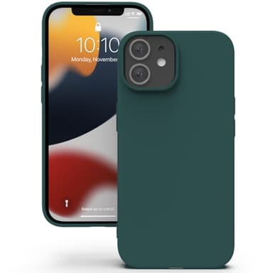 YATWIN Coque pour iPhone 12 / iPhone 12 Pro, Coque TPU Aspect Silicone Liquide avec Doublure, Protection Caméra et Écran 1mm, Fine et Légère, Anti-Rayures, Vert