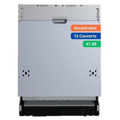 GEDTECH - Lave-vaisselle full encastrable GLV1247FULL - 12 couverts - 47 dB - Départ différé