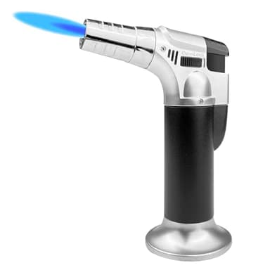 Dyaucwpo Chalumeau de Cuisine, Chalumeau Creme Brulee avec Verrouillage de Sécurité, Torche à Butane, Brûleur à Flamme, Briquet Rechargeable, pour Barbecue, Pâtisserie, Camping (Butane Non Inclus)