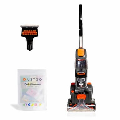 DUSTGO - Dustgo Max, Shampouineuse Tapis/Moquettes, Canapé & Matelas – 800W, Double Réservoir 2,6L/1,3L, Brosse Turbo Rotative, Tuyau Flexible, Câble 7,2 m – Détergent Offert.