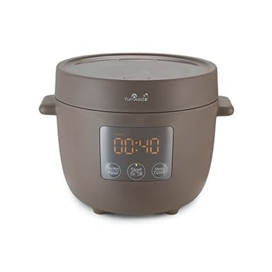 Yum Asia Tsuki Mini cuiseur à riz avec bol en céramique Shinsei (2,5 tasses, 0,45 litre) 5 fonctions de cuisson du riz, 2 fonctions multicuiseur, affichage LED caché, 220-240V (Pebble Grey)
