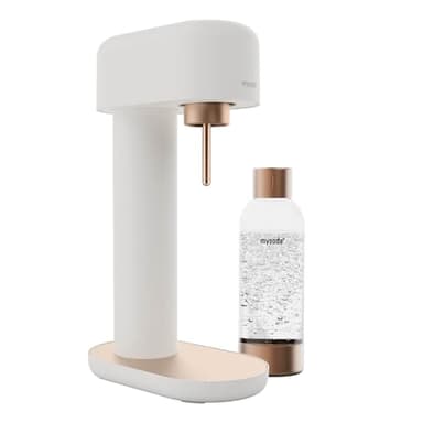 Mysoda Ruby 2 - Machine à eau pétillante design avec une bouteille d'eau en PET (sans cylindre de CO2) - Blanc-Cuivre