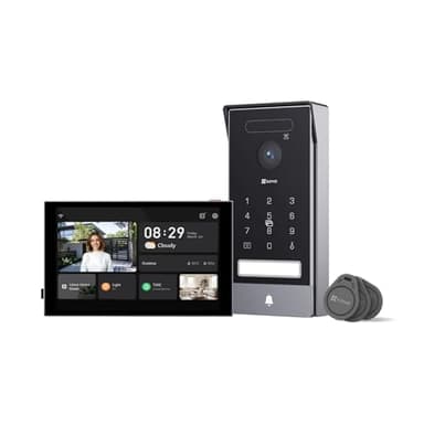 EZVIZ 4K Visiophone Connecté Interphone Vidéo, 8 Pouces Moniteur Tactile, Reconnaissance Paume/Visage, Unlock à Distance, 2 Fils, Détection Humaine, Option RFID, Étanche, WiFi bi-Bande, HP7 Pro