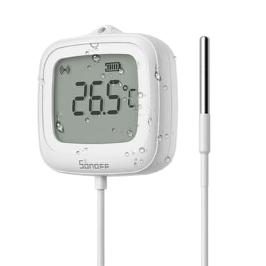 SONOFF SNZB-02LD Capteur de température étanche Zigbee avec sonde en acier inoxydable de 1,5 m, écran LCD, plage -40~115°C, surveillance via APP, support magnétique, fonctionne avec hub Zigbee
