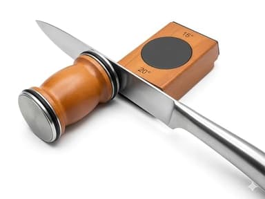 Affûteur Couteaux Professionnel à Rouleau – Aiguiseur Manuel avec Disque Diamant & Acier Inox – Angle 15° / 20° – Affûtage Rapide pour Couteaux de Cuisine – Bois de Noyer Premium