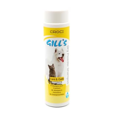 Croci Gill'S - Shampoing Sec en Poudre pour Chiens et Chats, Dégraisse Le Pelage sans Rinçage et sans Eau, 200 g