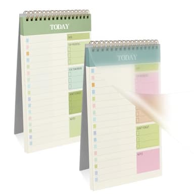 OFFCUP Bloc de Planification Hebdomadaire, 2pcs A5 To-Do List de Taches 52 Feuilles (104 Pages), Blocs Note Agenda Quotidien Non Daté Détachable pour Scolaire, Bureau & Personnel, Rose