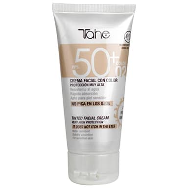Tahe Sun Protect Crème solaire teintée pour visage avec protection solaire SPF 50+, Couleur 02, 50 ml