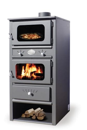 EIDER BIOMASA - Poêle à Bois Avec Four 8 kW - Compact 104 x 42 x 48 cm - Pour l'Intérieur - Volume Chauffant 140 m3 - Fonte