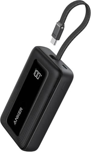 Anker Batterie Externe Haute Vitesse 20000mAh 30W Zolo, Câble USB C Intégré, 1 Port USB C & A, pour iPhone 17 16 15, MacBook, Galaxy, et Autres