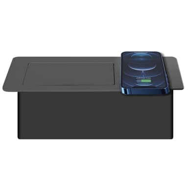Multiprise Encastrable, Bureau de Prise Pop-up Caché avec 2 Prises, 1 USB A+ 1 USB C Ports, avec Charge Rapide sans Fil de 15 W, Convient pour La Cuisine, Le Bureau, la Maison