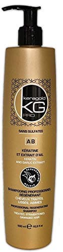 KERAGOLD PRO – Shampoing Sans Sulfates Gamme AB – Kératine & Extrait d’Ail – Format 1L – Force, Croissance & Anti-Casse
