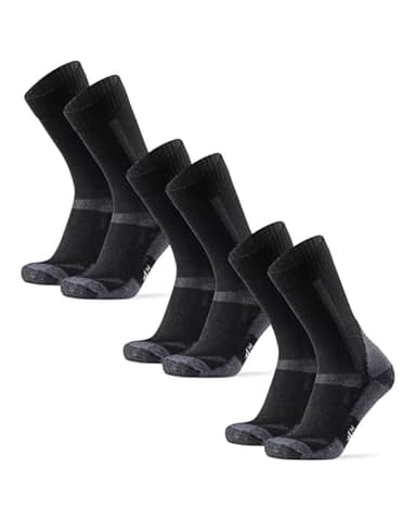 DANISH ENDURANCE Chaussettes de Randonnée en Laine Mérinos Anti-ampoules, Unisexe, Lot de 3, Noir/Gris, 43-47