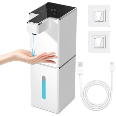 RDDAIPE Distributeur Savon Automatique 380ml,Distributeur de Savon Automatique Mural sans Percage,Distributeur Automatique Savon,sans Contact,USB Rechargeable Ipx5 Étanche,pour Cuisine,Salle de Bain