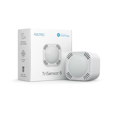 Aeotec TriSensor 8 | Multi-capteur 3 en 1 | Mouvement dans Un Rayon de 10 m | Température en °C | Lumière en lux | Z-Wave Gen8 | Longue portée | Hub requis | Fonctionne avec SmartThings, Homey,
