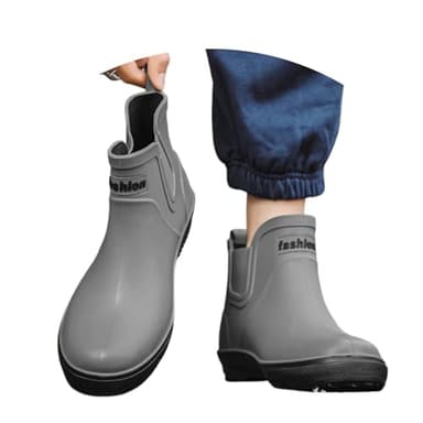 EQWIGKEIT Bottes en caoutchouc mi-hautes pour hommes - Bottes de pluie légères - Unisexe - Pour adultes - Chaussures de jardin d'extérieur imperméables - Chaussures en caoutchouc mi-hautes