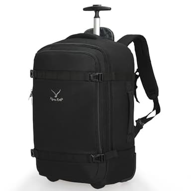 Hynes Eagle Valise Trolley Bagage Soute Roulette Valise Bagage de Cabine Sacs de Voyage a roulettes Sac a Dos Cabine Avion 42L Noir avec Poche pour Bouteille d'eau