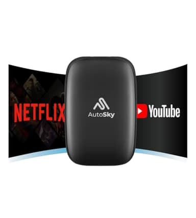 AutoSky AI Box Lite – Adaptateur sans Fil Apple CarPlay & Android Auto pour véhicules compatibles – Streaming Netflix & Youtube – Hotspot requis – Plug & Play