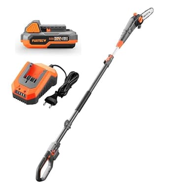 Fuxtec Élagueuse sur Perche À Batterie 20V FX-E1HE20 avec Batterie 2Ah et Chargeur 1A Scie à Branche Télescopique avec Manche Télescopique Extensible - 70 à 260 cm