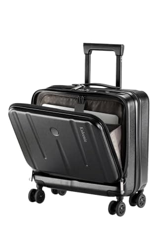 Valise de cabine 16 pouces avec 2 compartiments pour ordinateur portable, valise rigide légère avec roulettes pivotantes silencieuses, pour les déplacements professionnels, voyage d'affaires, noir